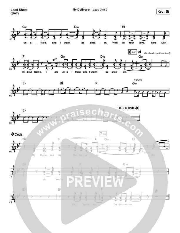 My Deliverer Lead Sheet (SAT) (Red Rocks Worship)