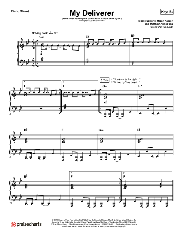 My Deliverer Piano Sheet (Red Rocks Worship)