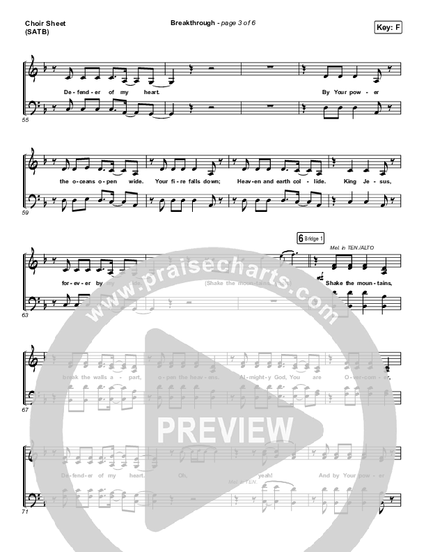 Breakthrough (Live) Choir Sheet (SATB) (Red Rocks Worship)