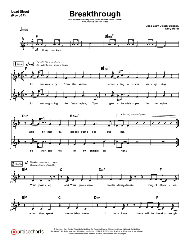 Breakthrough (Live) Lead Sheet (Melody) (Red Rocks Worship)