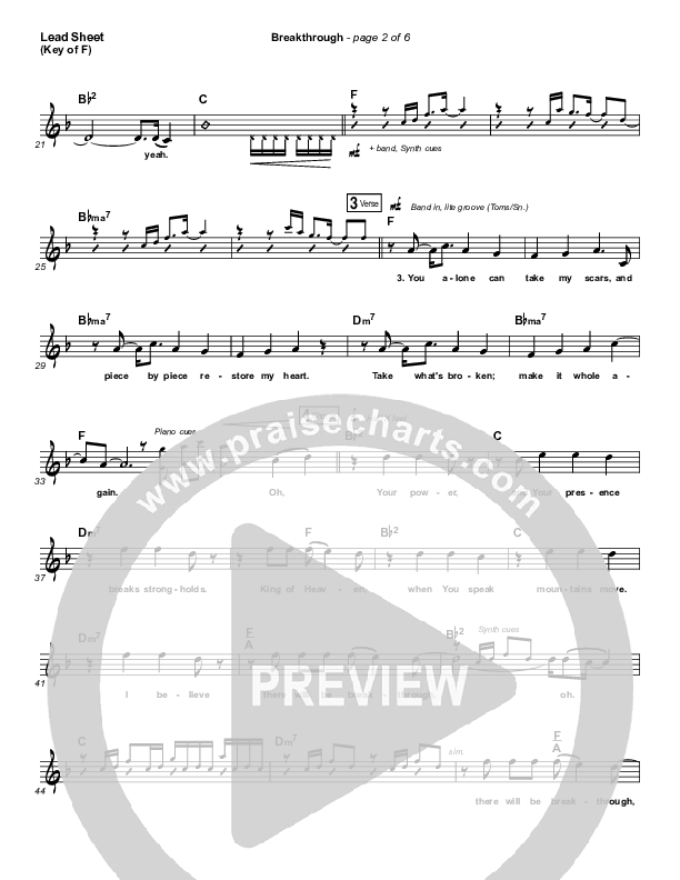 Breakthrough (Live) Lead Sheet (Melody) (Red Rocks Worship)