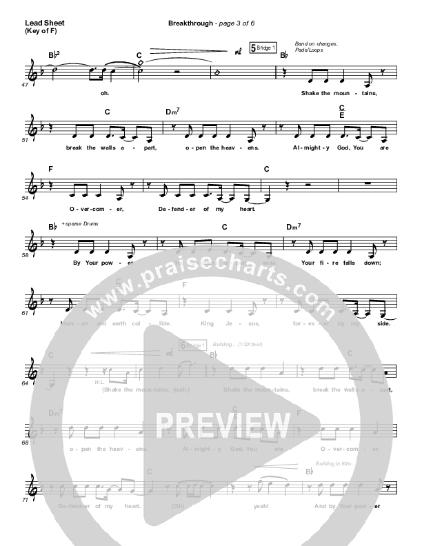 Breakthrough (Live) Lead Sheet (Melody) (Red Rocks Worship)