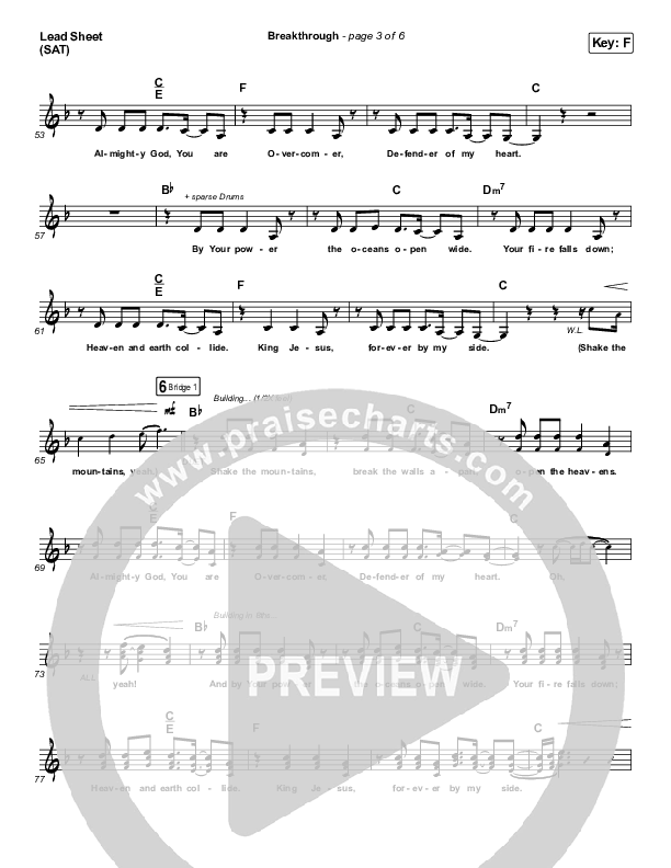 Breakthrough (Live) Lead Sheet (SAT) (Red Rocks Worship)