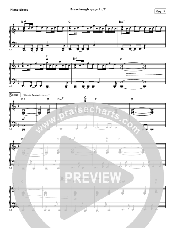 Breakthrough (Live) Piano Sheet (Red Rocks Worship)
