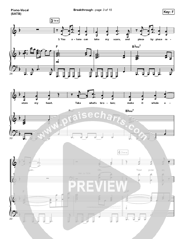 Breakthrough (Live) Piano/Vocal (SATB) (Red Rocks Worship)