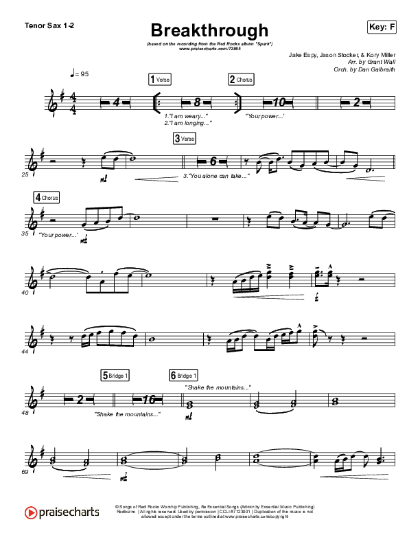 Breakthrough (Live) Tenor Sax 1/2 (Red Rocks Worship)