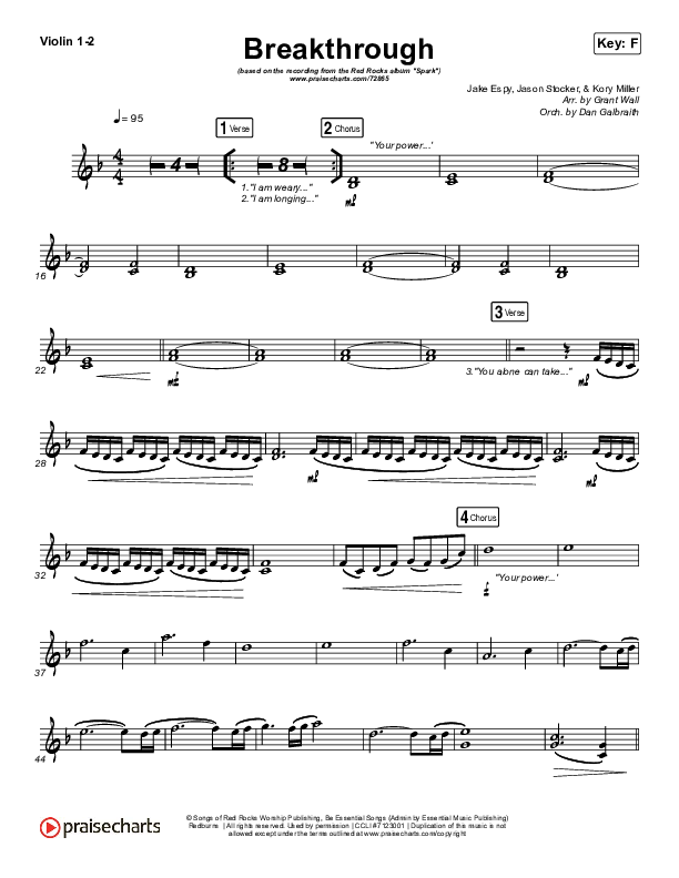 Breakthrough (Live) Violin 1/2 (Red Rocks Worship)