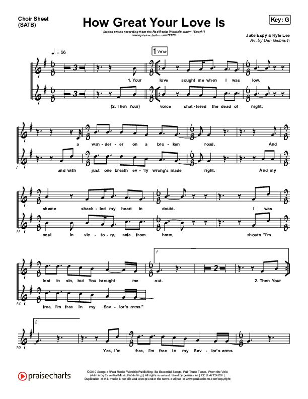 How Great Your Love Is Choir Sheet (SATB) (Red Rocks Worship)