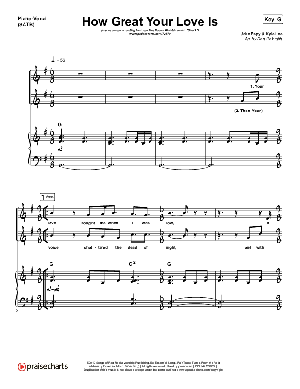 How Great Your Love Is Piano/Vocal (SATB) (Red Rocks Worship)