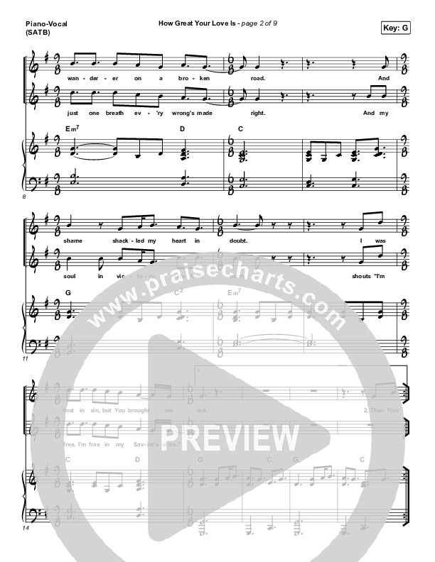 How Great Your Love Is Piano/Vocal (SATB) (Red Rocks Worship)