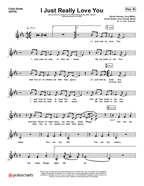 I Just Really Love You Choir Sheet (SATB) (Red Rocks Worship)