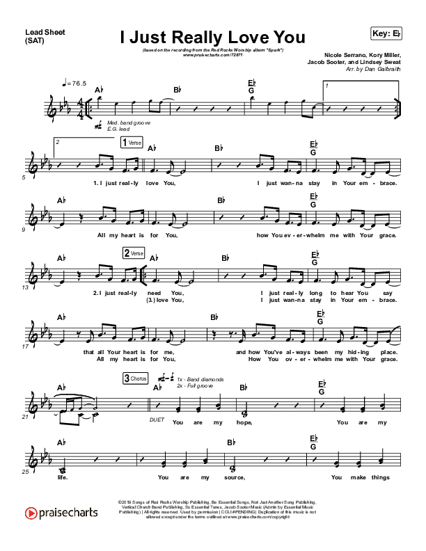 I Just Really Love You Lead Sheet (SAT) (Red Rocks Worship)