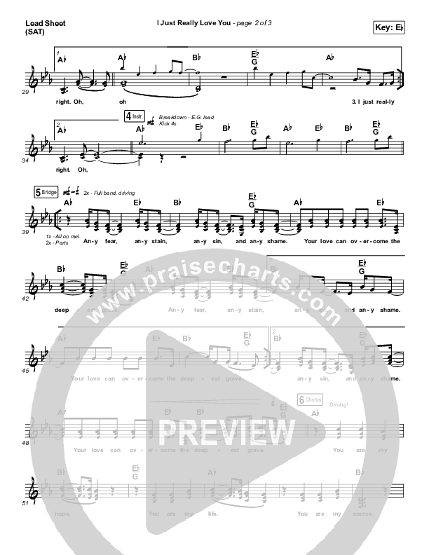 I Just Really Love You Lead Sheet (SAT) (Red Rocks Worship)
