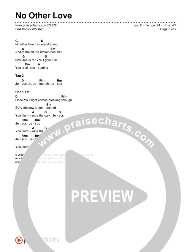 No Other Love Chords & Lyrics (Red Rocks Worship)