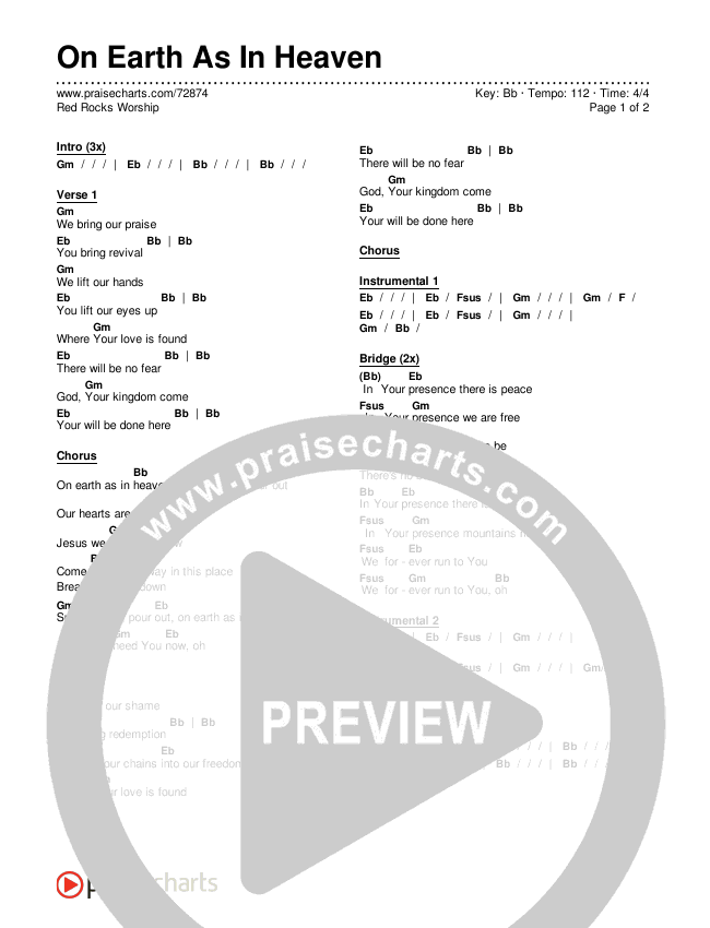 On Earth As In Heaven Chords & Lyrics (Red Rocks Worship)