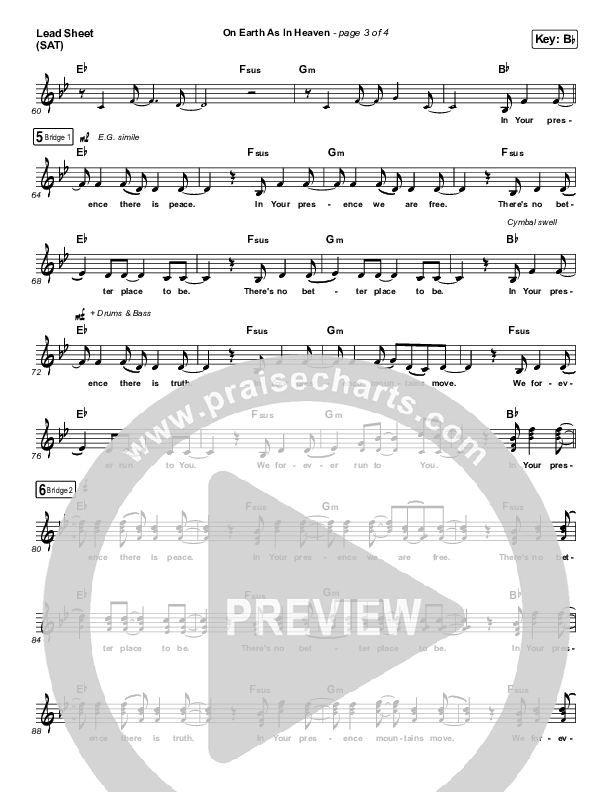 On Earth As In Heaven Lead Sheet (SAT) (Red Rocks Worship)