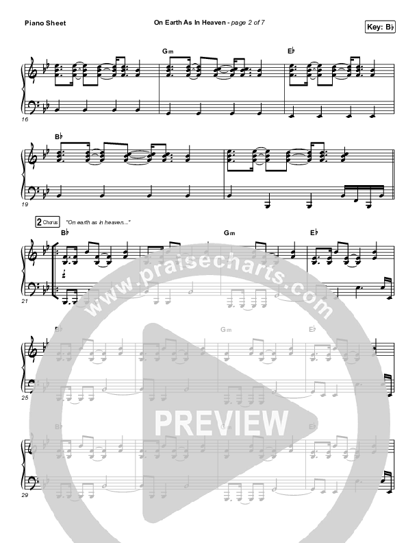 On Earth As In Heaven Piano Sheet (Red Rocks Worship)