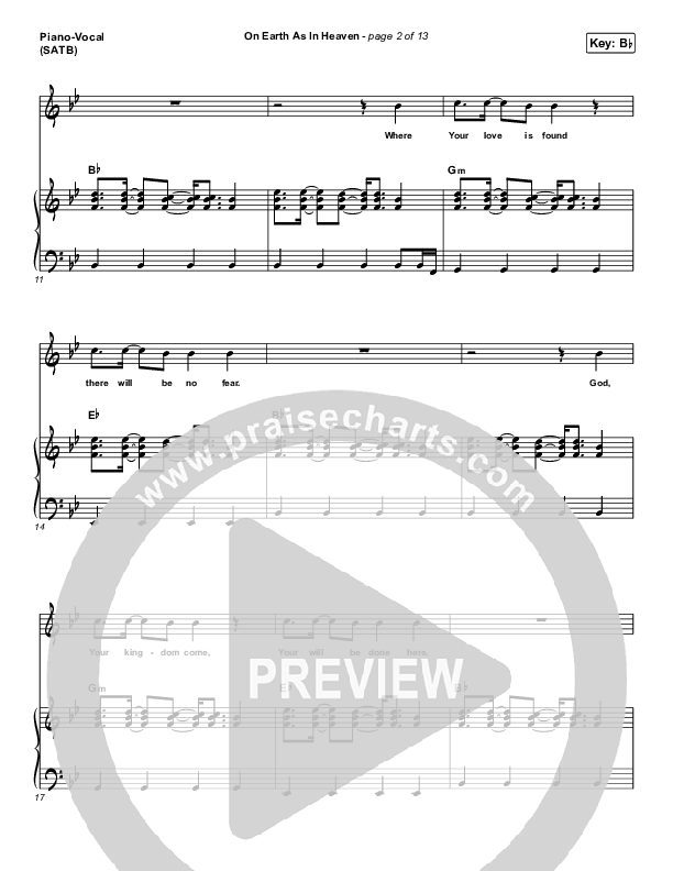 On Earth As In Heaven Piano/Vocal (SATB) (Red Rocks Worship)