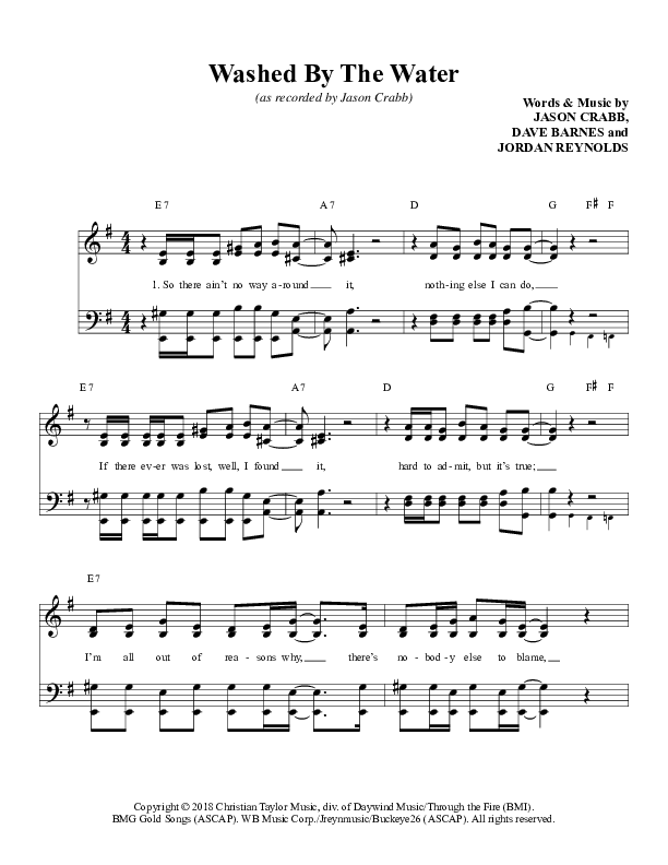 Washed By The Water Lead Sheet (Jason Crabb)