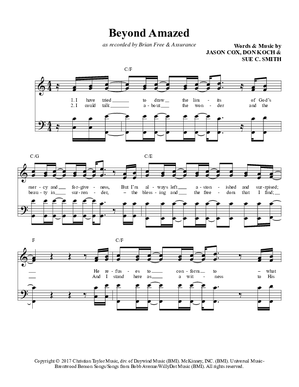 Beyond Amazed Lead Sheet (Brian Free & Assurance)