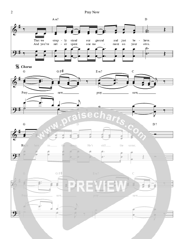 Pray Now Lead Sheet (Karen Peck and New River)