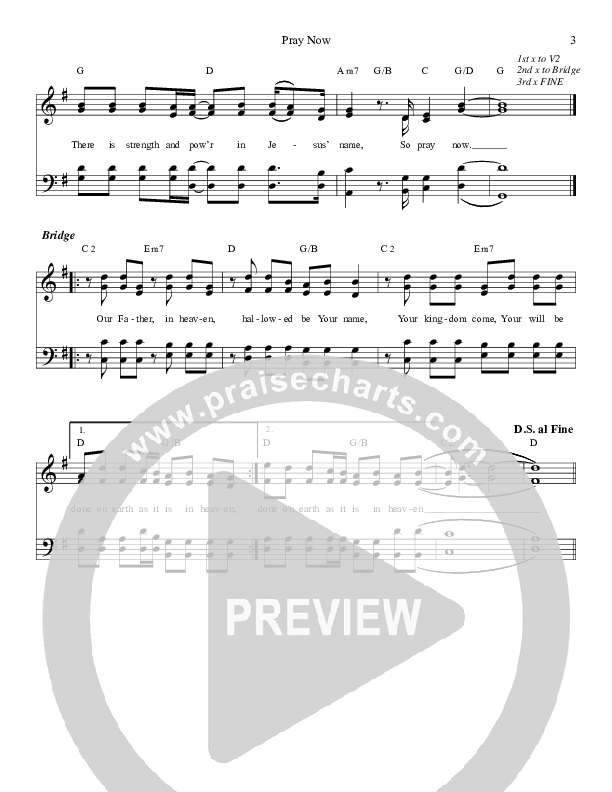 Pray Now Lead Sheet (Karen Peck and New River)