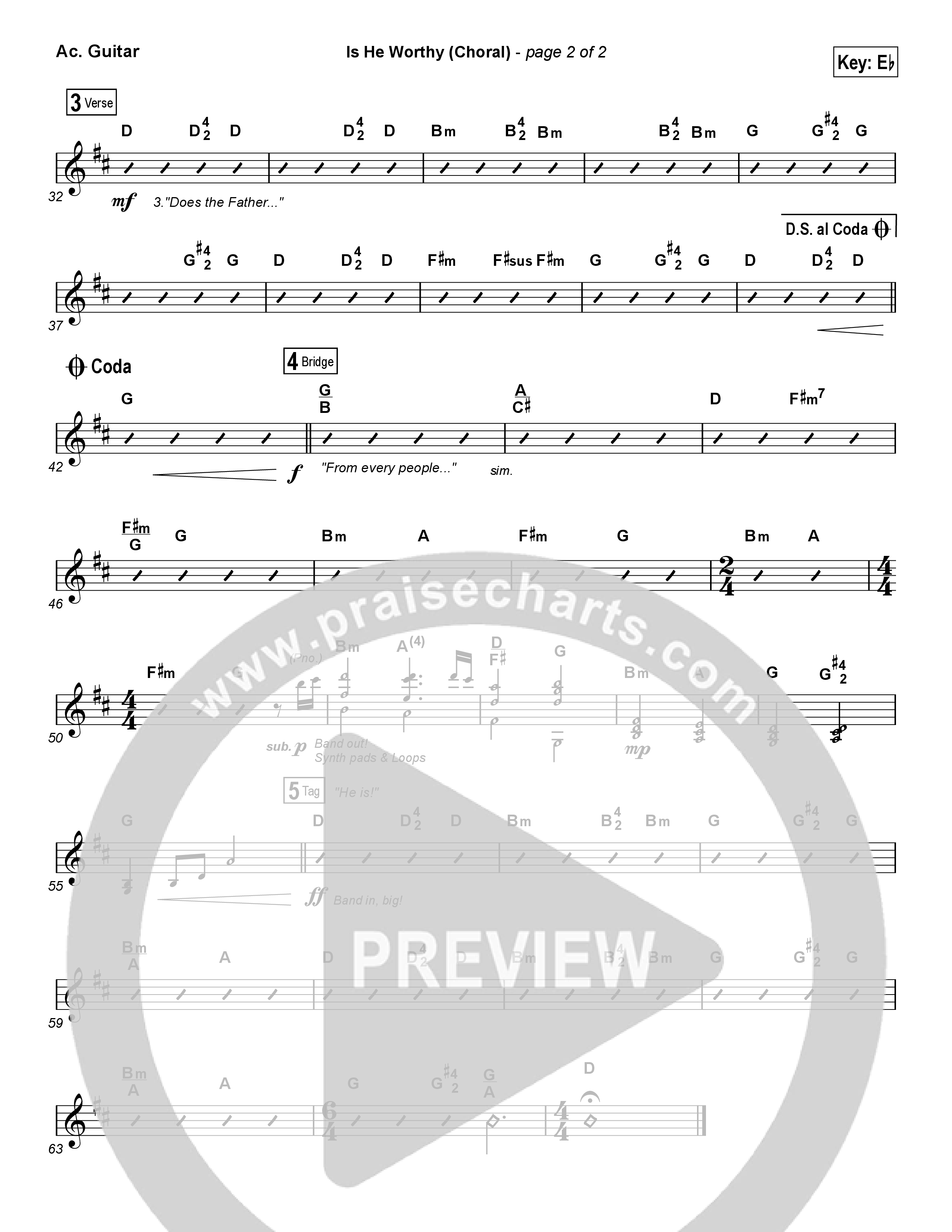 Is He Worthy (Choral Anthem SATB) Acoustic Guitar (Chris Tomlin / Arr. Luke Gambill)