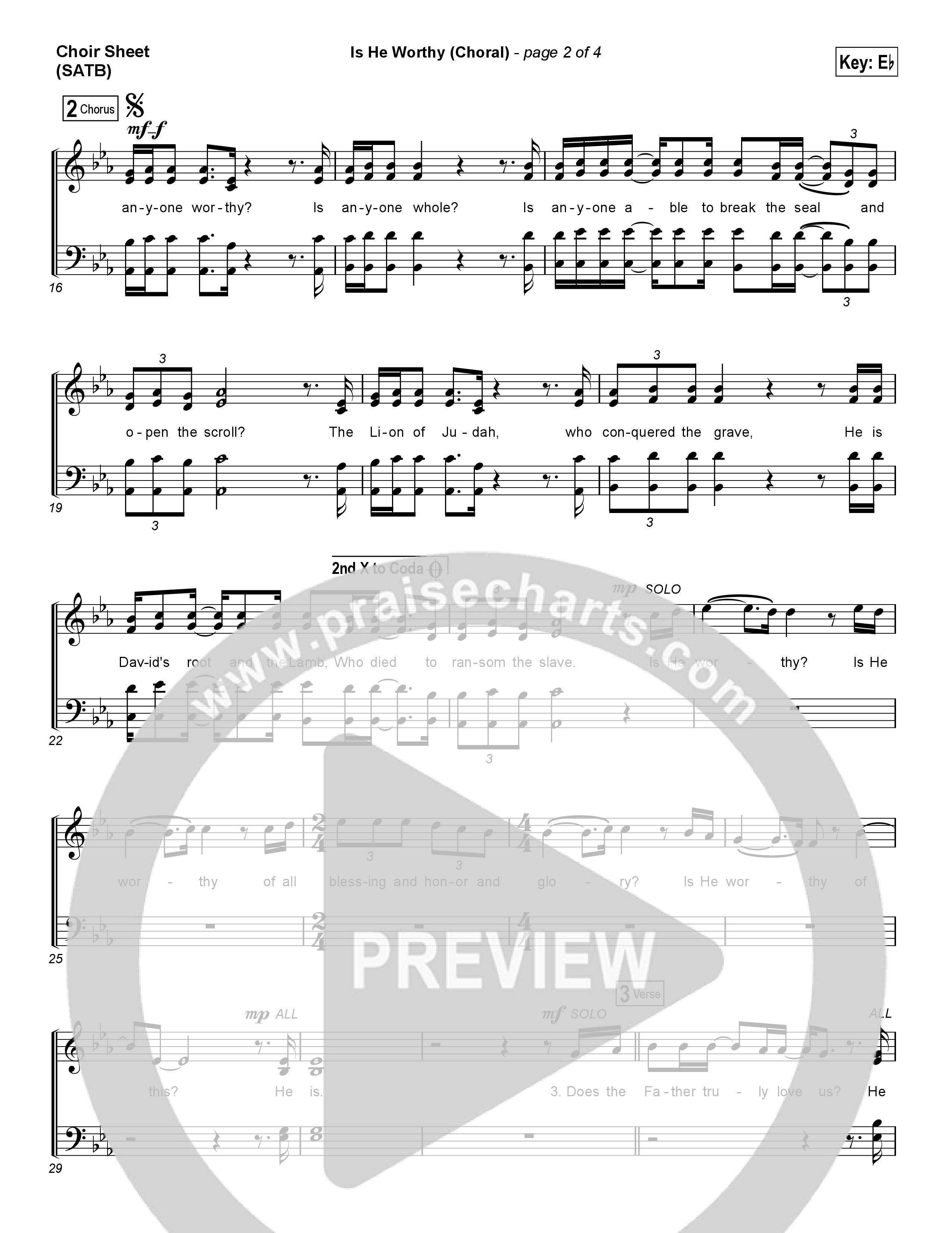 Is He Worthy (Choral Anthem SATB) Choir Sheet (SATB) (Chris Tomlin / Arr. Luke Gambill)