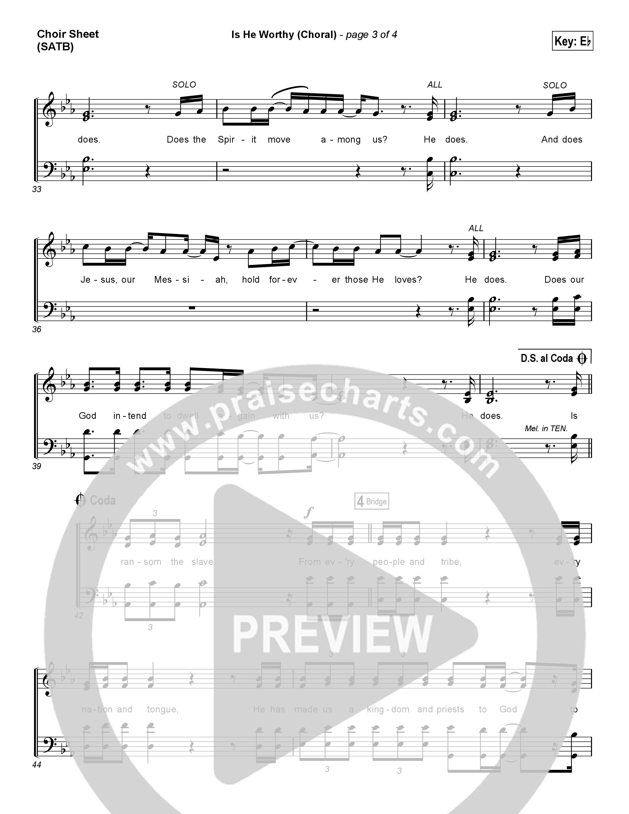 Is He Worthy (Choral Anthem SATB) Choir Sheet (SATB) (Chris Tomlin / Arr. Luke Gambill)