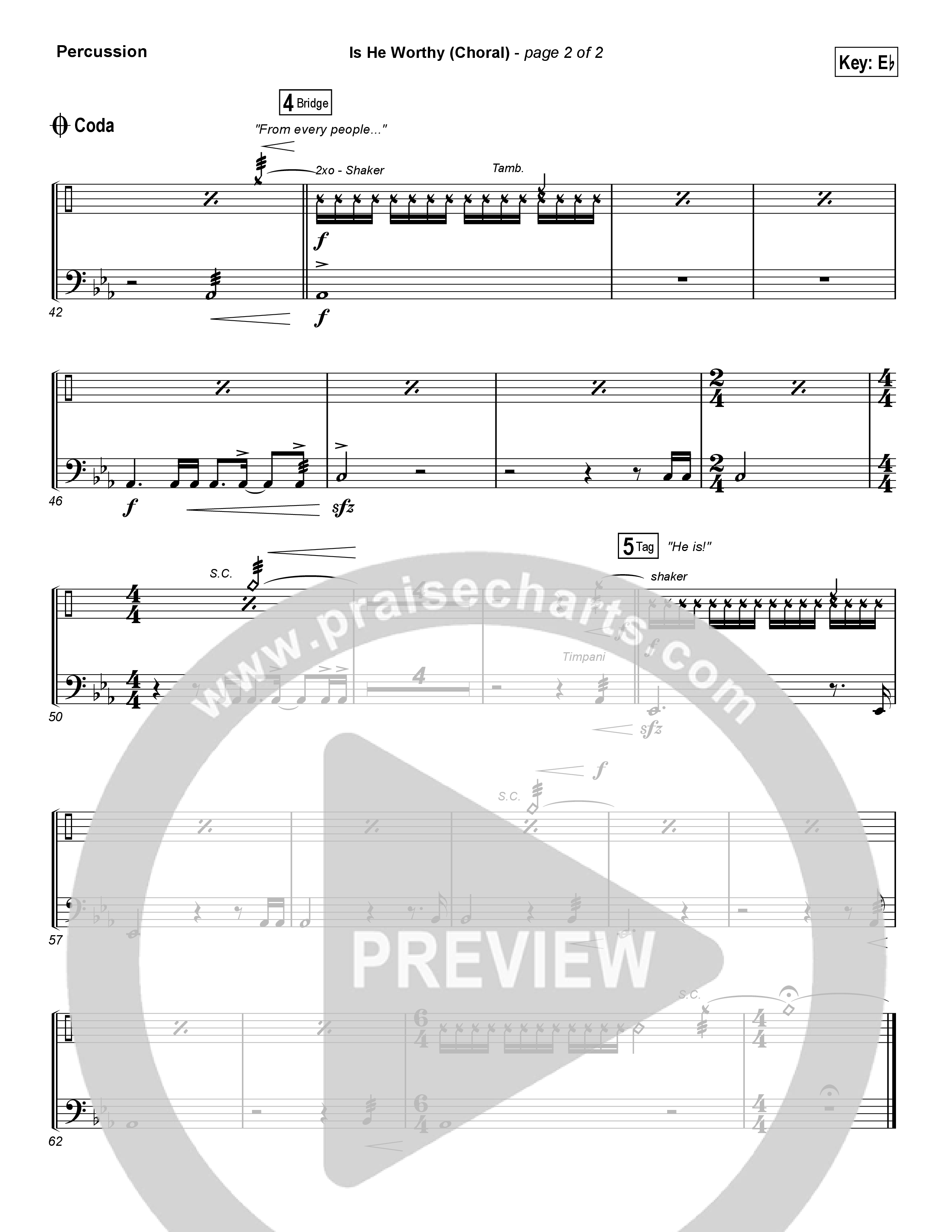 Is He Worthy (Choral Anthem SATB) Percussion (Chris Tomlin / Arr. Luke Gambill)