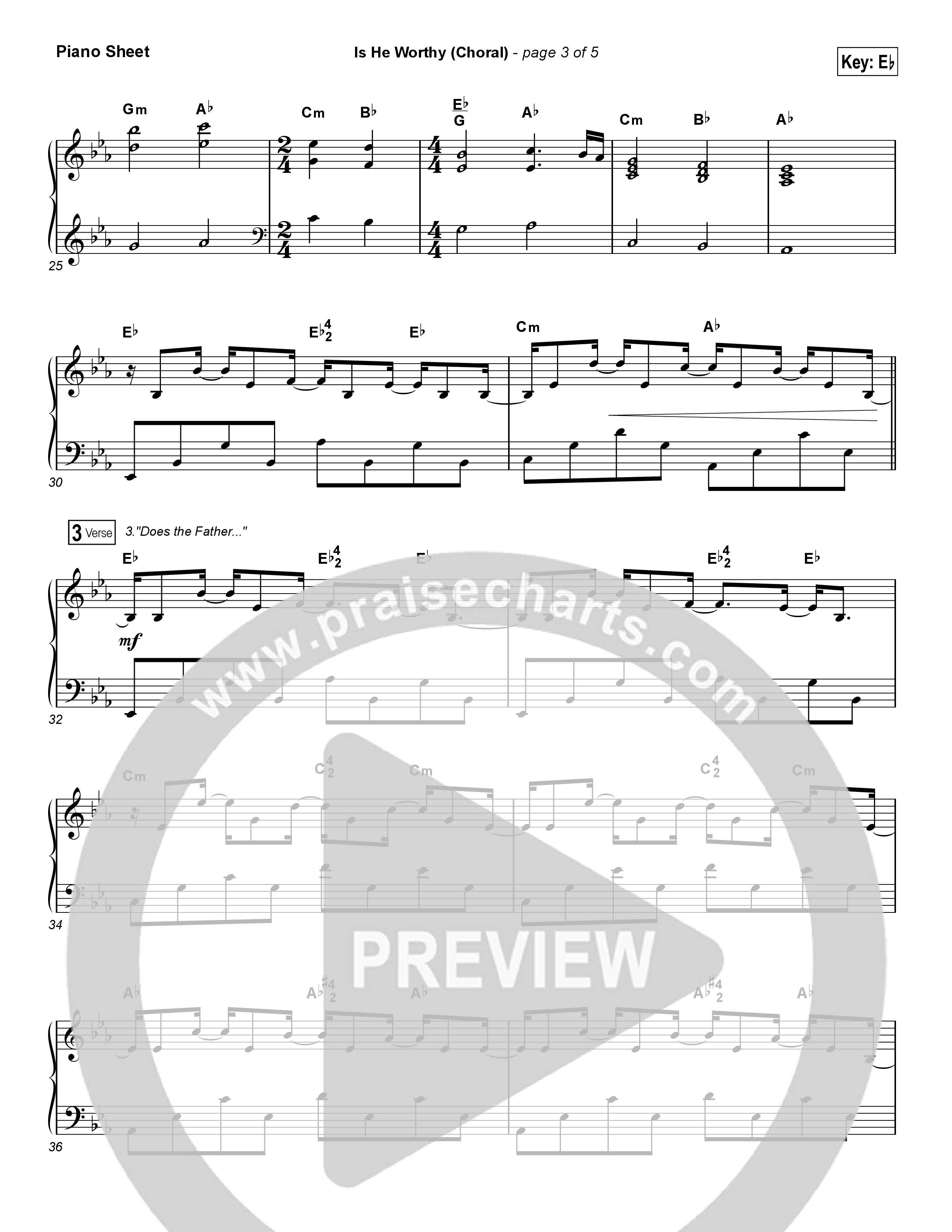 Is He Worthy (Choral Anthem SATB) Piano Sheet (Chris Tomlin / Arr. Luke Gambill)