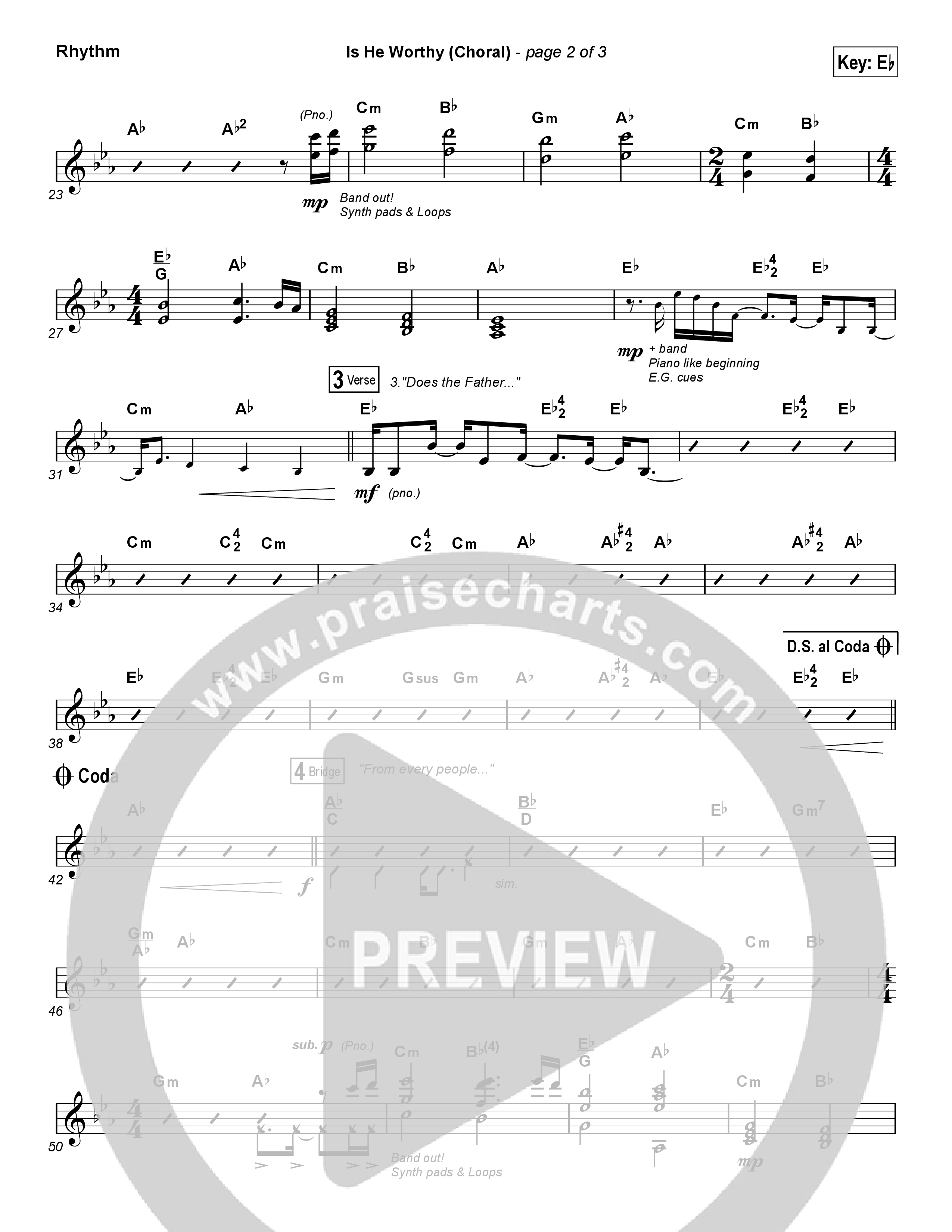 Is He Worthy (Choral Anthem SATB) Rhythm Chart (Chris Tomlin / Arr. Luke Gambill)