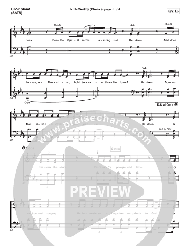 Is He Worthy (Choral Anthem SATB) Piano/Vocal (SATB) (Chris Tomlin / Arr. Luke Gambill)