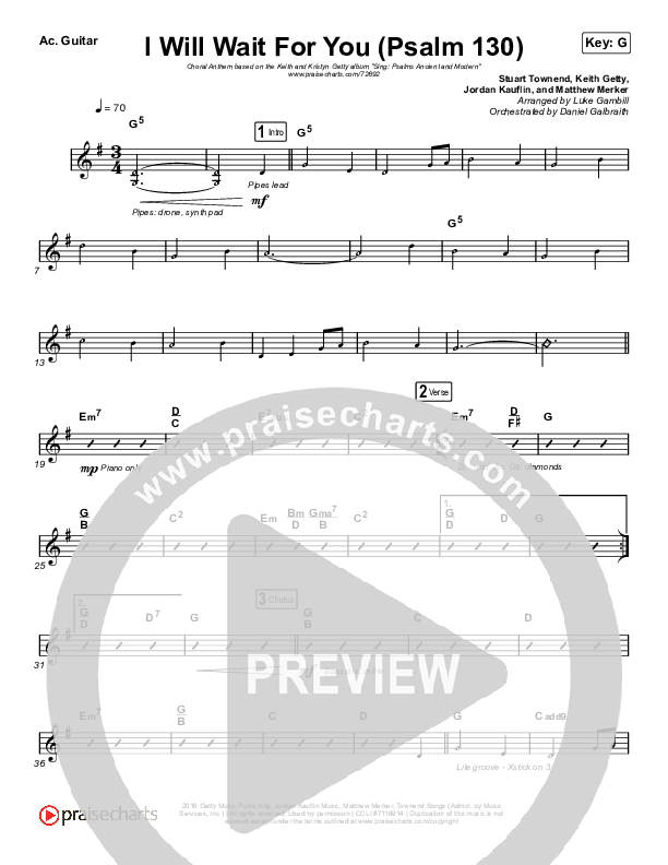 I Will Wait For You (Psalm 130) (Choral Anthem SATB) Rhythm Chart (Keith & Kristyn Getty / Arr. Luke Gambill)