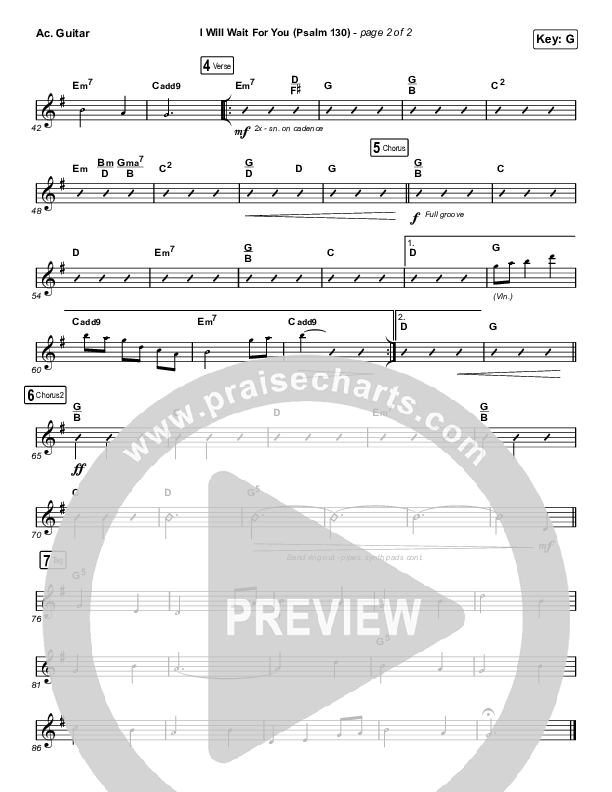 I Will Wait For You (Psalm 130) (Choral Anthem SATB) Acoustic Guitar (Keith & Kristyn Getty / Arr. Luke Gambill)