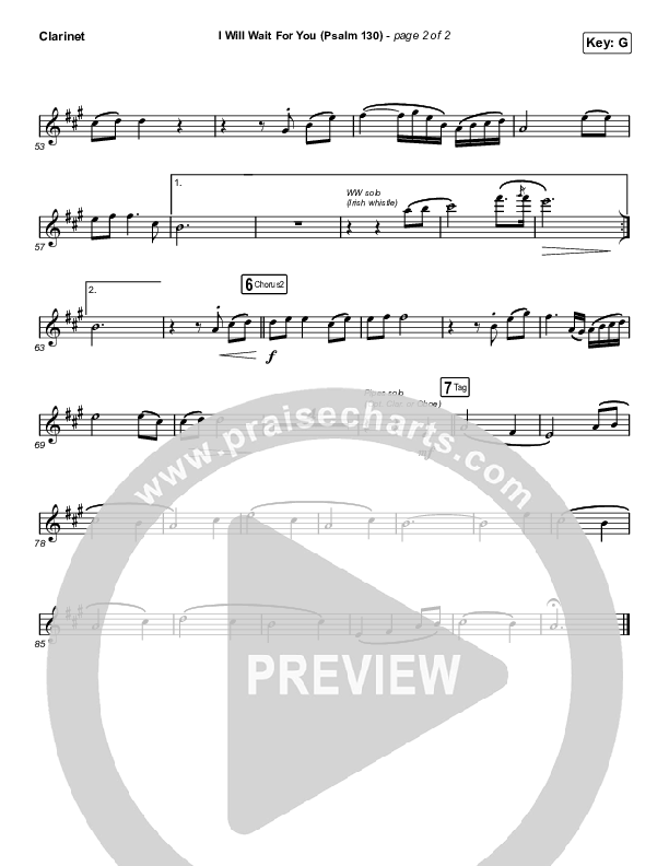 I Will Wait For You (Psalm 130) (Choral Anthem SATB) Clarinet 1,2 (Keith & Kristyn Getty / Arr. Luke Gambill)