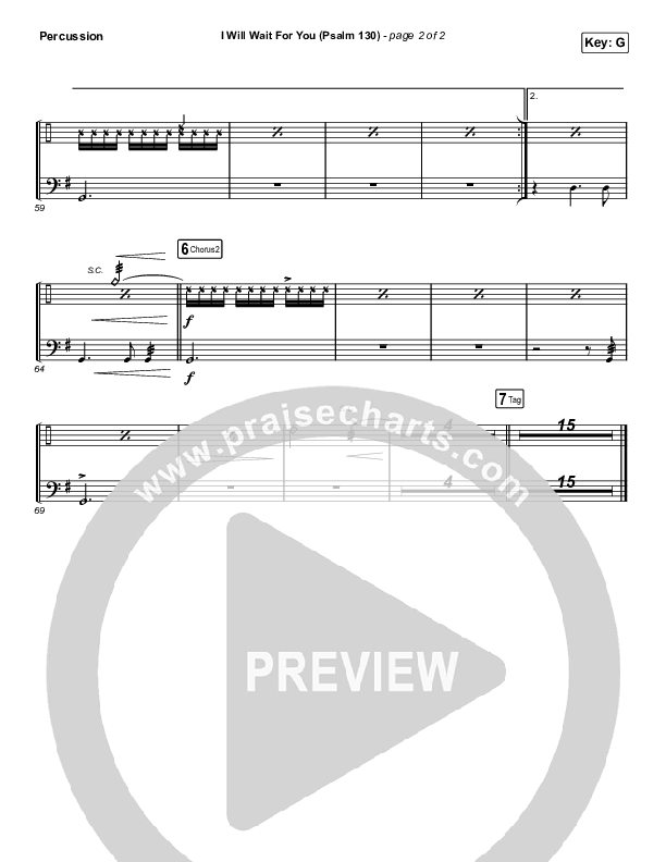 I Will Wait For You (Psalm 130) (Choral Anthem SATB) Percussion (Keith & Kristyn Getty / Arr. Luke Gambill)