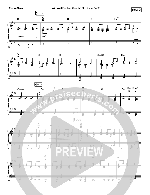 I Will Wait For You (Psalm 130) (Choral Anthem SATB) Piano Sheet (Keith & Kristyn Getty / Arr. Luke Gambill)