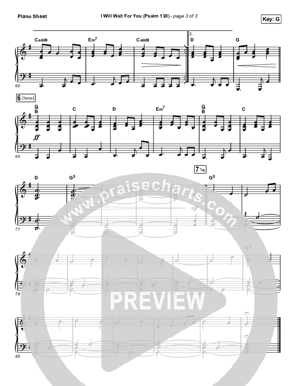 I Will Wait For You (Psalm 130) (Choral Anthem SATB) Piano Sheet (Keith & Kristyn Getty / Arr. Luke Gambill)