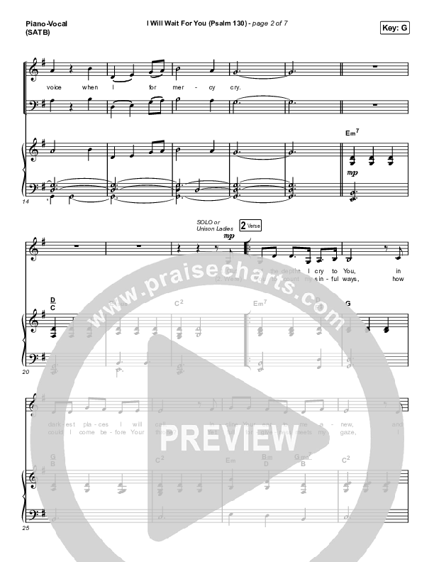 I Will Wait For You (Psalm 130) (Choral Anthem SATB) Piano/Vocal Pack (Keith & Kristyn Getty / Arr. Luke Gambill)