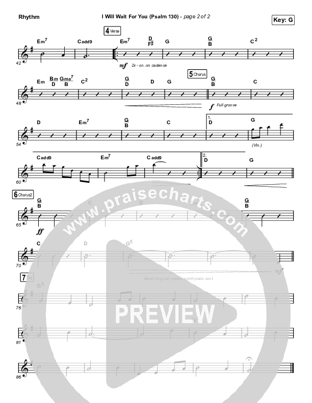 I Will Wait For You (Psalm 130) (Choral Anthem SATB) Rhythm Chart (Keith & Kristyn Getty / Arr. Luke Gambill)