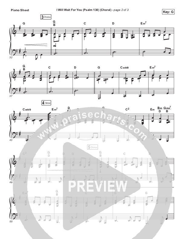 I Will Wait For You (Psalm 130) (Choral Anthem SATB) Piano Sheet (Keith & Kristyn Getty / Arr. Luke Gambill)
