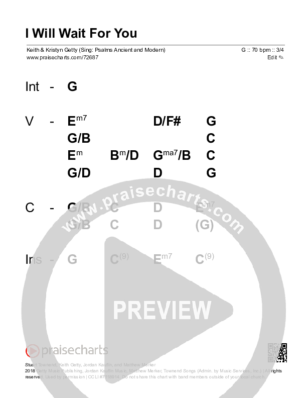 I Will Wait For You (Psalm 130) (Choral Anthem SATB) Stage Chart (Keith & Kristyn Getty / Arr. Luke Gambill)