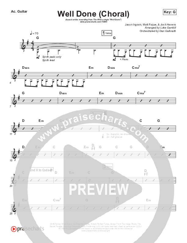 Well Done (Choral Anthem SATB) Acoustic Guitar (The Afters / Arr. Luke Gambill)