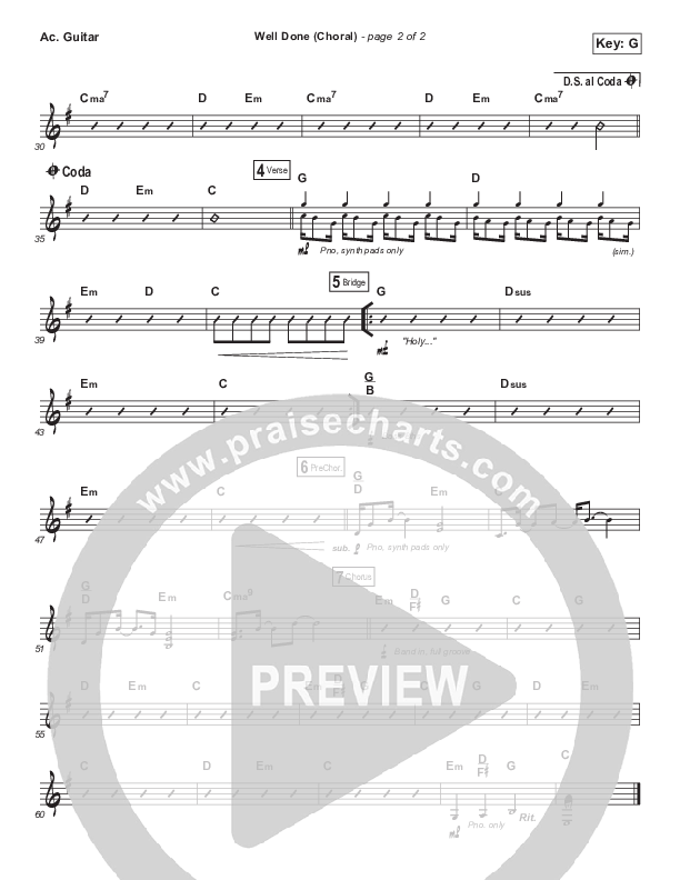 Well Done (Choral Anthem SATB) Acoustic Guitar (The Afters / Arr. Luke Gambill)