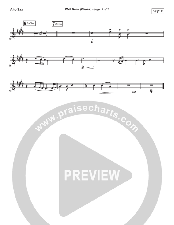 Well Done (Choral Anthem SATB) Alto Sax (The Afters / Arr. Luke Gambill)