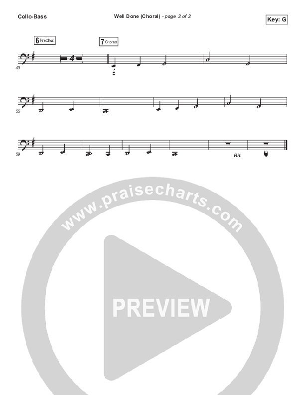 Well Done (Choral Anthem SATB) Cello/Bass (The Afters / Arr. Luke Gambill)