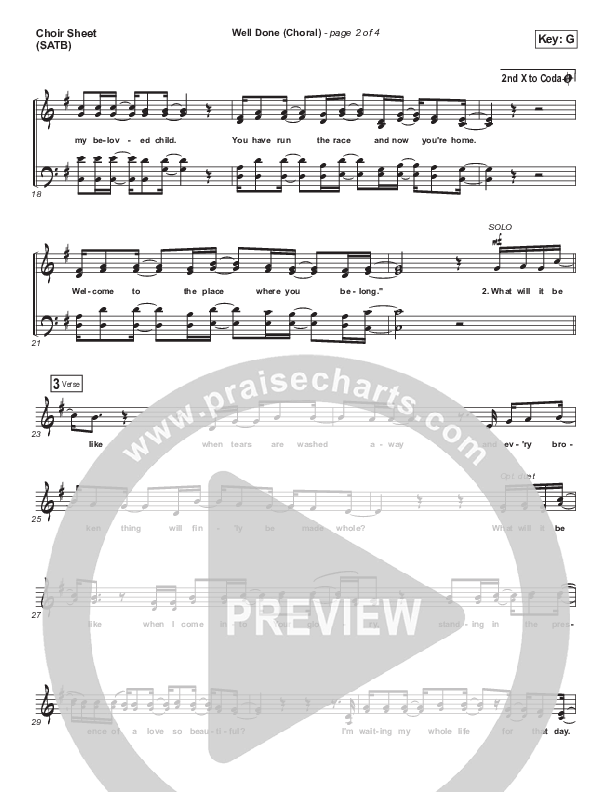 Well Done (Choral Anthem SATB) Choir Sheet (SATB) (The Afters / Arr. Luke Gambill)