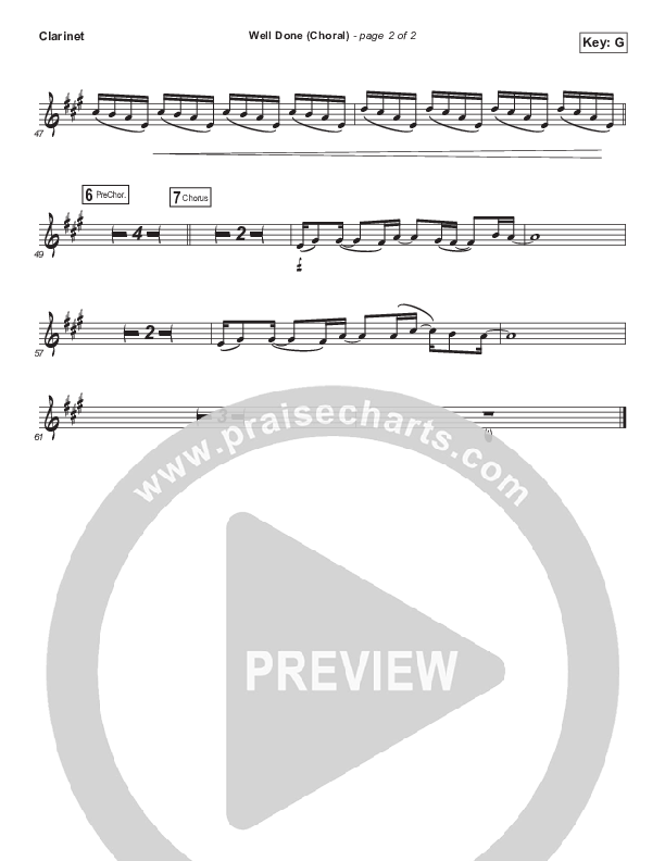 Well Done (Choral Anthem SATB) Clarinet (The Afters / Arr. Luke Gambill)
