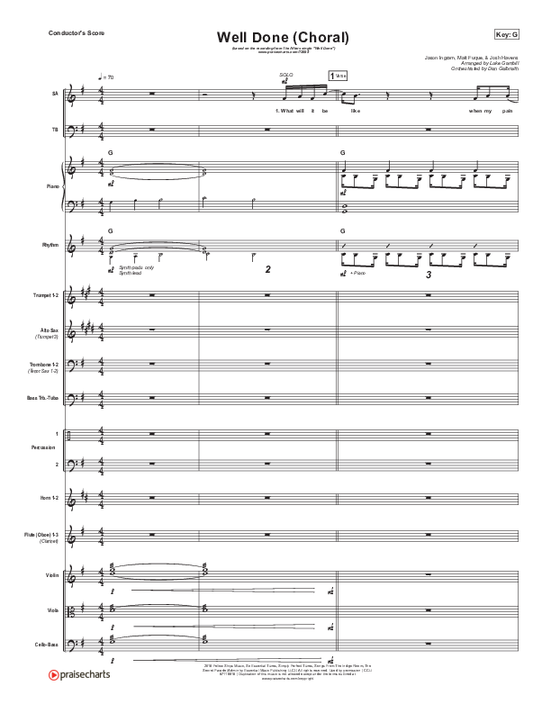Well Done (Choral Anthem SATB) Conductor's Score (The Afters / Arr. Luke Gambill)